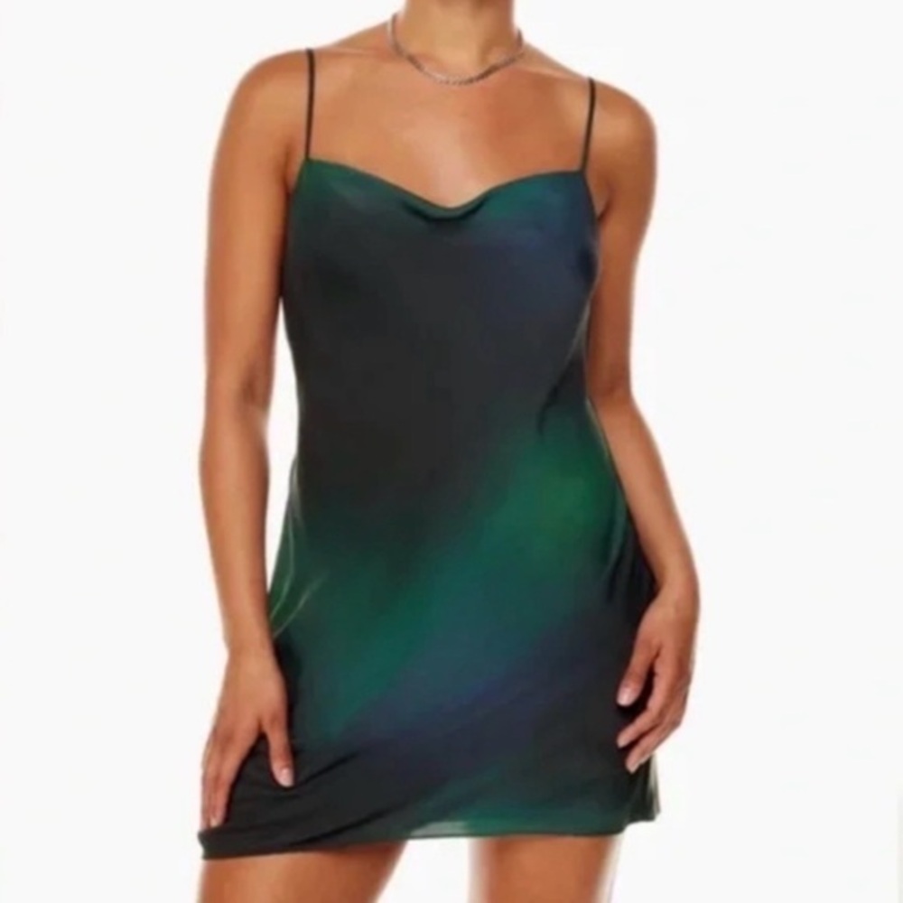 Babaton Mini Slip Model Dress in Green and Blue Ombre XS Aritzia #102122 - Picture 1 of 6